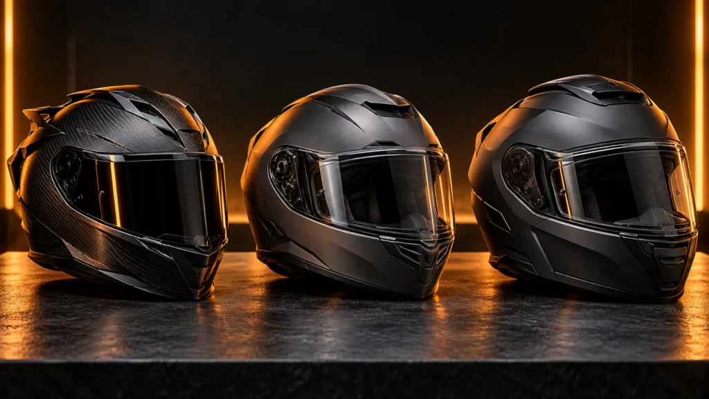 Ilustrasi pilihan helm riding motor sport