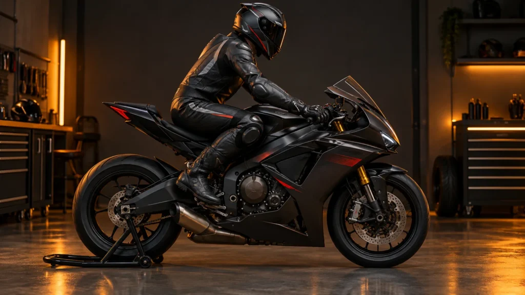 Ilustrasi posisi tubuh netral saat mengendarai motor sport
